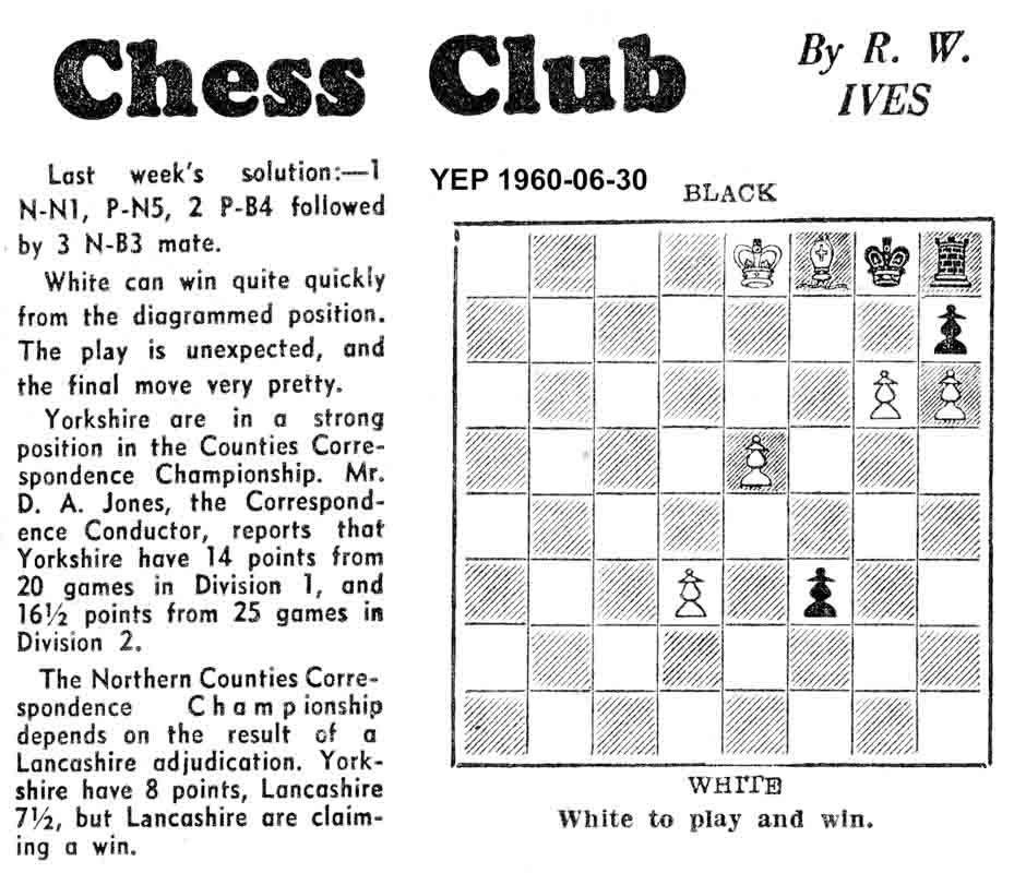 30 June 1960, Yorkshire Evening Post, chess column